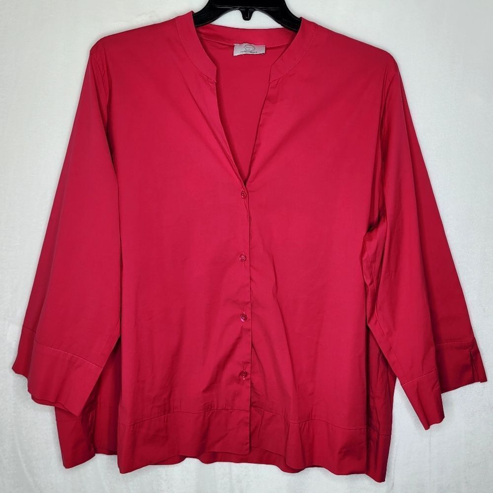Relax by‎ Marina Rinaldi Magenta Boxy Button Down Shirt